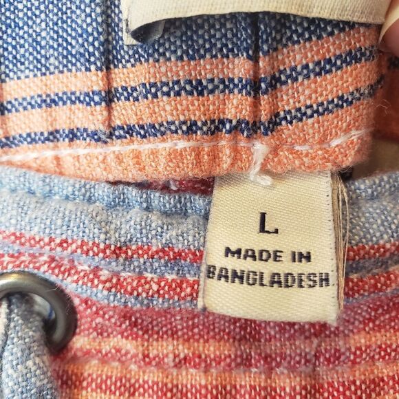 PER SE Linen-Blend Pull-on Striped Shorts Large - Picture 6 of 8